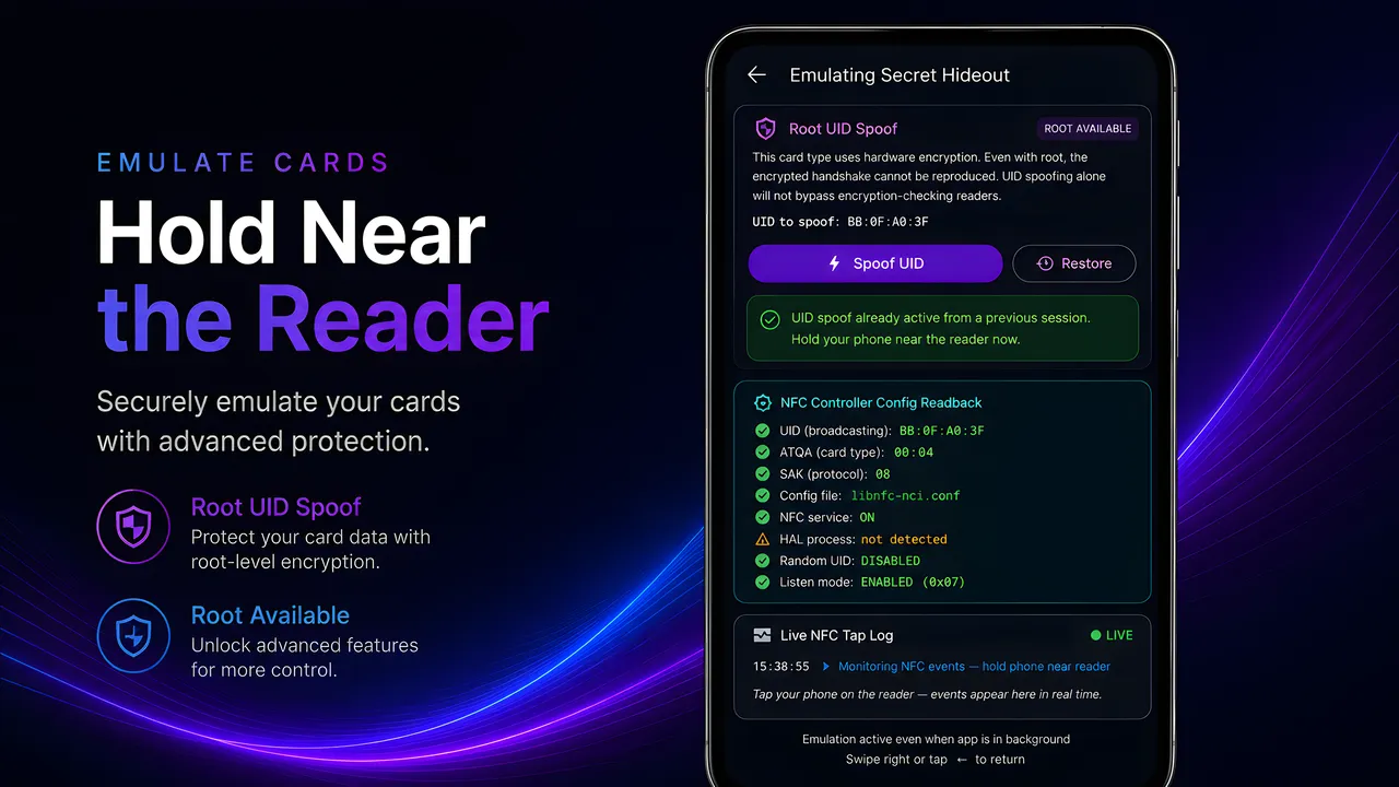 NFC Emulate scanning an NFC card