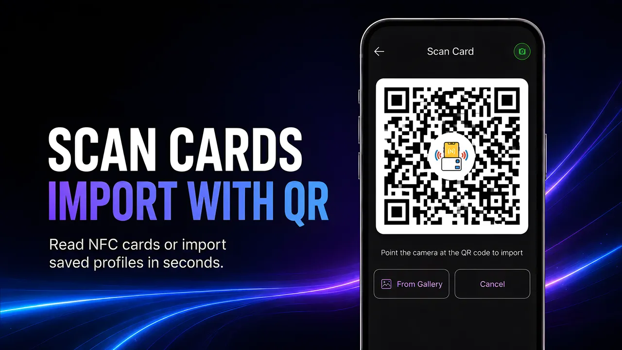 NFC Emulate share a card as a QR code